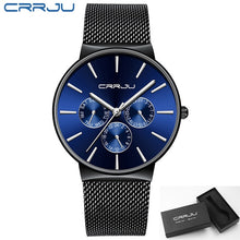 Load image into Gallery viewer, reloj hombre 2019 CRRJU Top Brand Luxury Men Watches Waterproof Ultra Thin Date Wrist Watch Male Mesh Strap Casual Quartz Clock