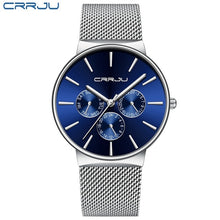 Load image into Gallery viewer, reloj hombre 2019 CRRJU Top Brand Luxury Men Watches Waterproof Ultra Thin Date Wrist Watch Male Mesh Strap Casual Quartz Clock