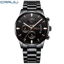 Load image into Gallery viewer, CRRJU New Men's Calander Waterproof Sport WristWatch with Milan strap Army Chronograph Quartz Heavy Watches Fashion male Clock