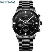 Load image into Gallery viewer, CRRJU New Men's Calander Waterproof Sport WristWatch with Milan strap Army Chronograph Quartz Heavy Watches Fashion male Clock