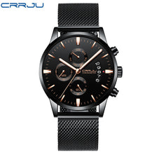 Load image into Gallery viewer, CRRJU New Men's Calander Waterproof Sport WristWatch with Milan strap Army Chronograph Quartz Heavy Watches Fashion male Clock