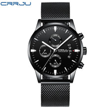 Load image into Gallery viewer, CRRJU New Men's Calander Waterproof Sport WristWatch with Milan strap Army Chronograph Quartz Heavy Watches Fashion male Clock